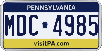 PA license plate MDC4985