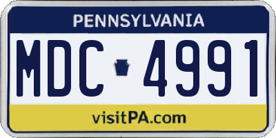 PA license plate MDC4991
