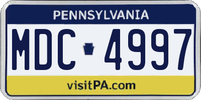 PA license plate MDC4997
