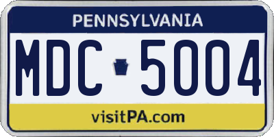 PA license plate MDC5004