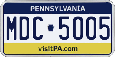 PA license plate MDC5005