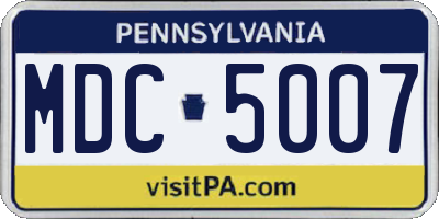 PA license plate MDC5007
