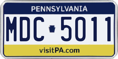 PA license plate MDC5011