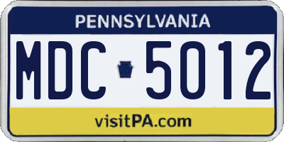 PA license plate MDC5012