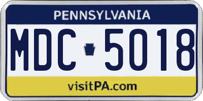 PA license plate MDC5018