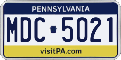 PA license plate MDC5021