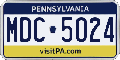 PA license plate MDC5024