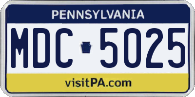 PA license plate MDC5025