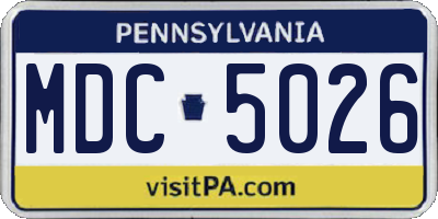 PA license plate MDC5026