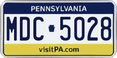 PA license plate MDC5028