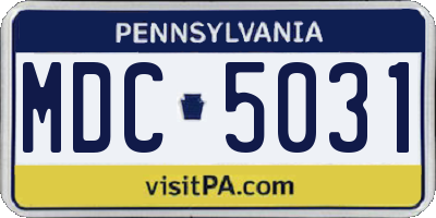 PA license plate MDC5031