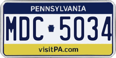 PA license plate MDC5034