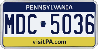 PA license plate MDC5036