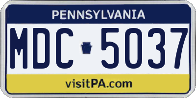 PA license plate MDC5037