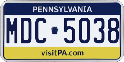 PA license plate MDC5038