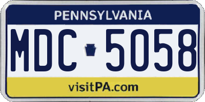 PA license plate MDC5058