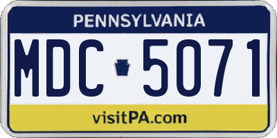 PA license plate MDC5071