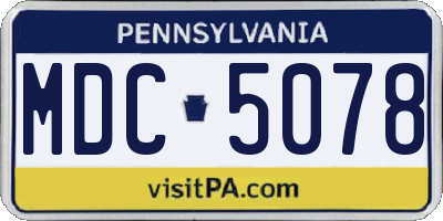 PA license plate MDC5078