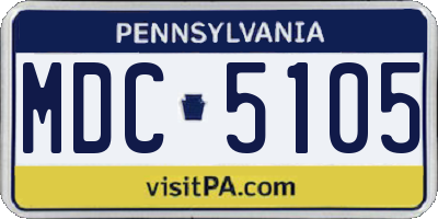 PA license plate MDC5105