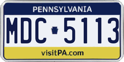 PA license plate MDC5113