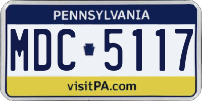 PA license plate MDC5117