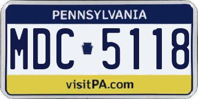 PA license plate MDC5118