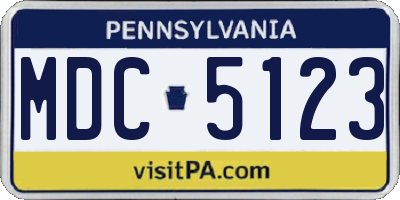 PA license plate MDC5123
