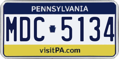 PA license plate MDC5134