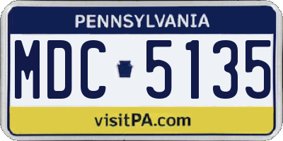 PA license plate MDC5135
