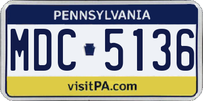 PA license plate MDC5136