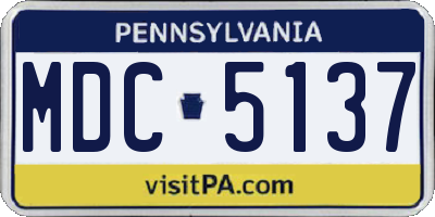 PA license plate MDC5137
