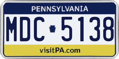 PA license plate MDC5138