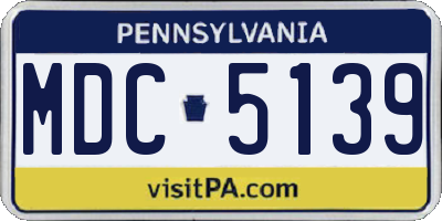 PA license plate MDC5139