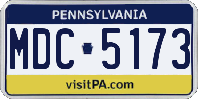 PA license plate MDC5173