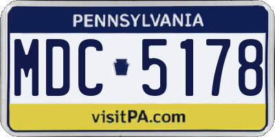 PA license plate MDC5178