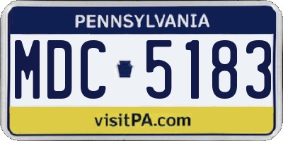 PA license plate MDC5183