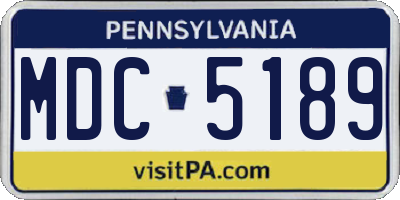 PA license plate MDC5189