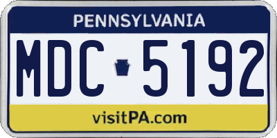 PA license plate MDC5192