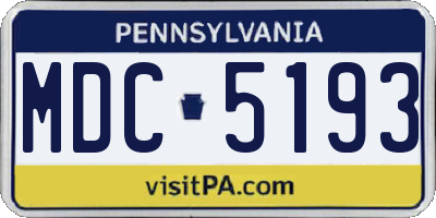 PA license plate MDC5193