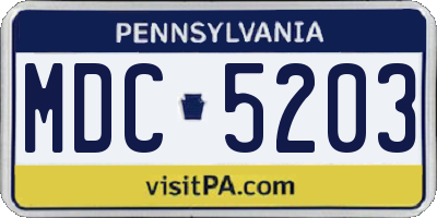 PA license plate MDC5203