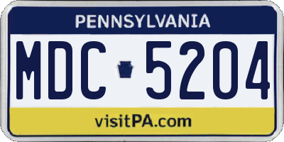 PA license plate MDC5204