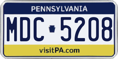 PA license plate MDC5208