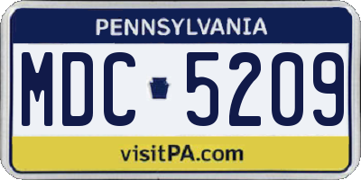 PA license plate MDC5209