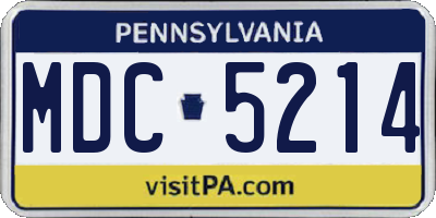 PA license plate MDC5214