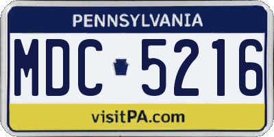 PA license plate MDC5216