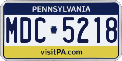 PA license plate MDC5218