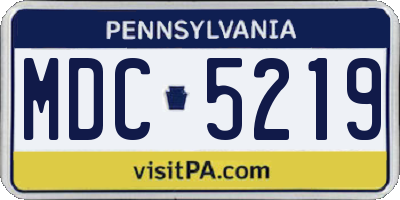 PA license plate MDC5219