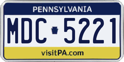PA license plate MDC5221