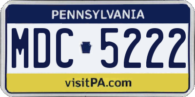 PA license plate MDC5222