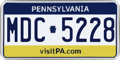 PA license plate MDC5228